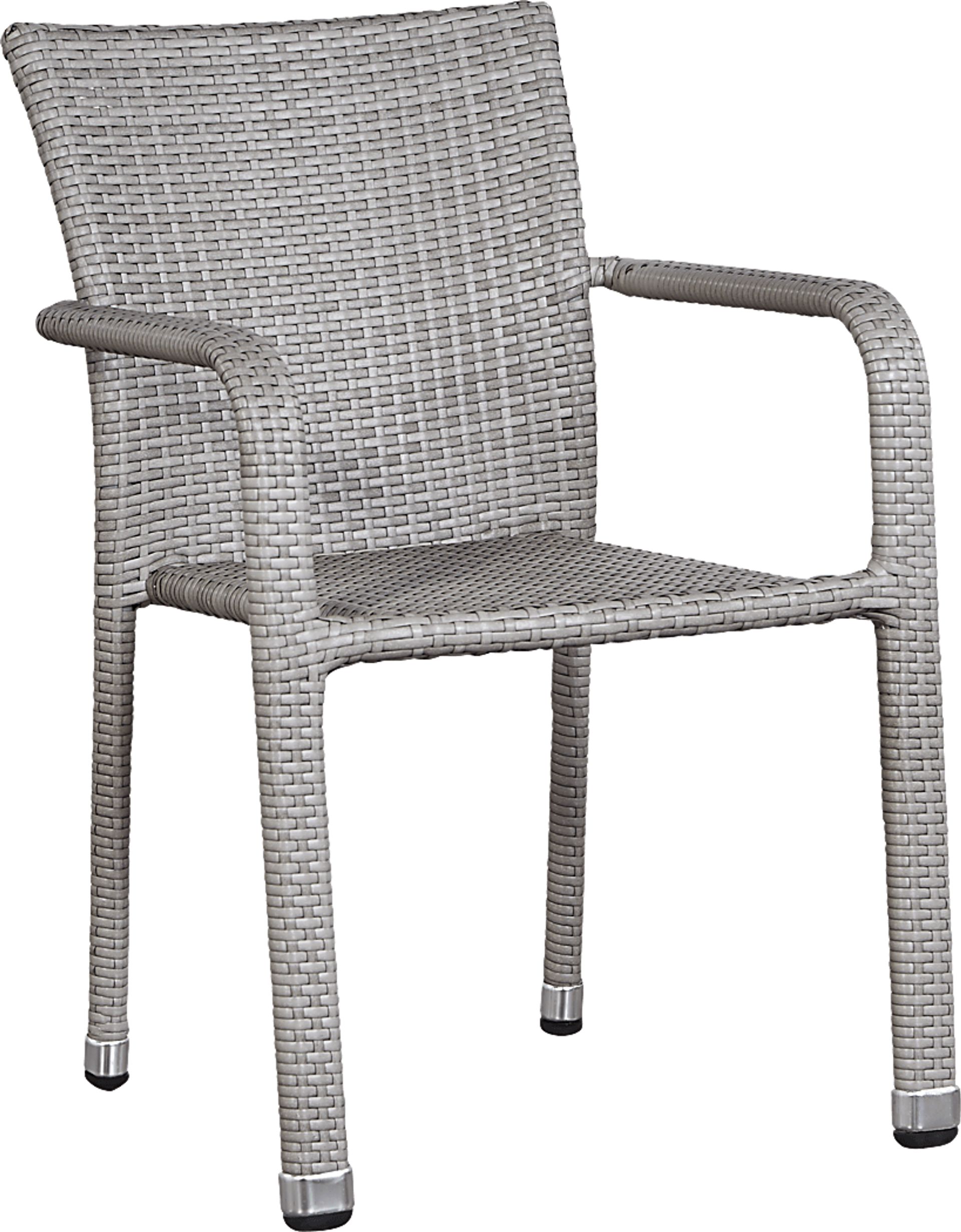 Bay Terrace Gray Wicker Square Back Outdoor Arm Chair - Image 1