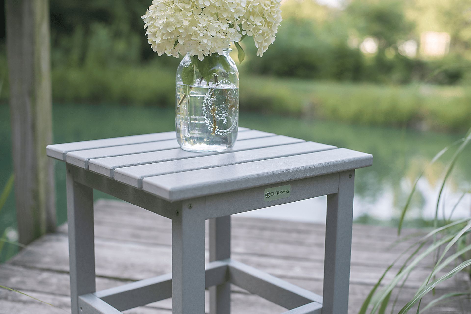 Bayfield Park Traditional Light Gray Outdoor Side Table - Image 4
