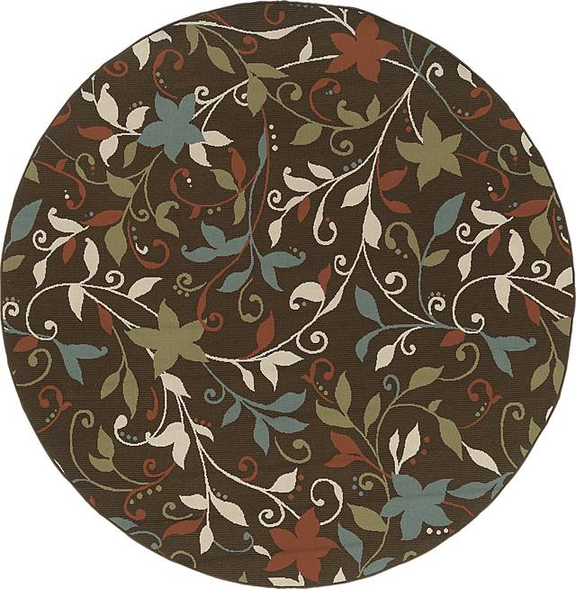 Baymeadows Brown 7'10" Round Indoor/Outdoor Rug - Thumbnail - Image 1