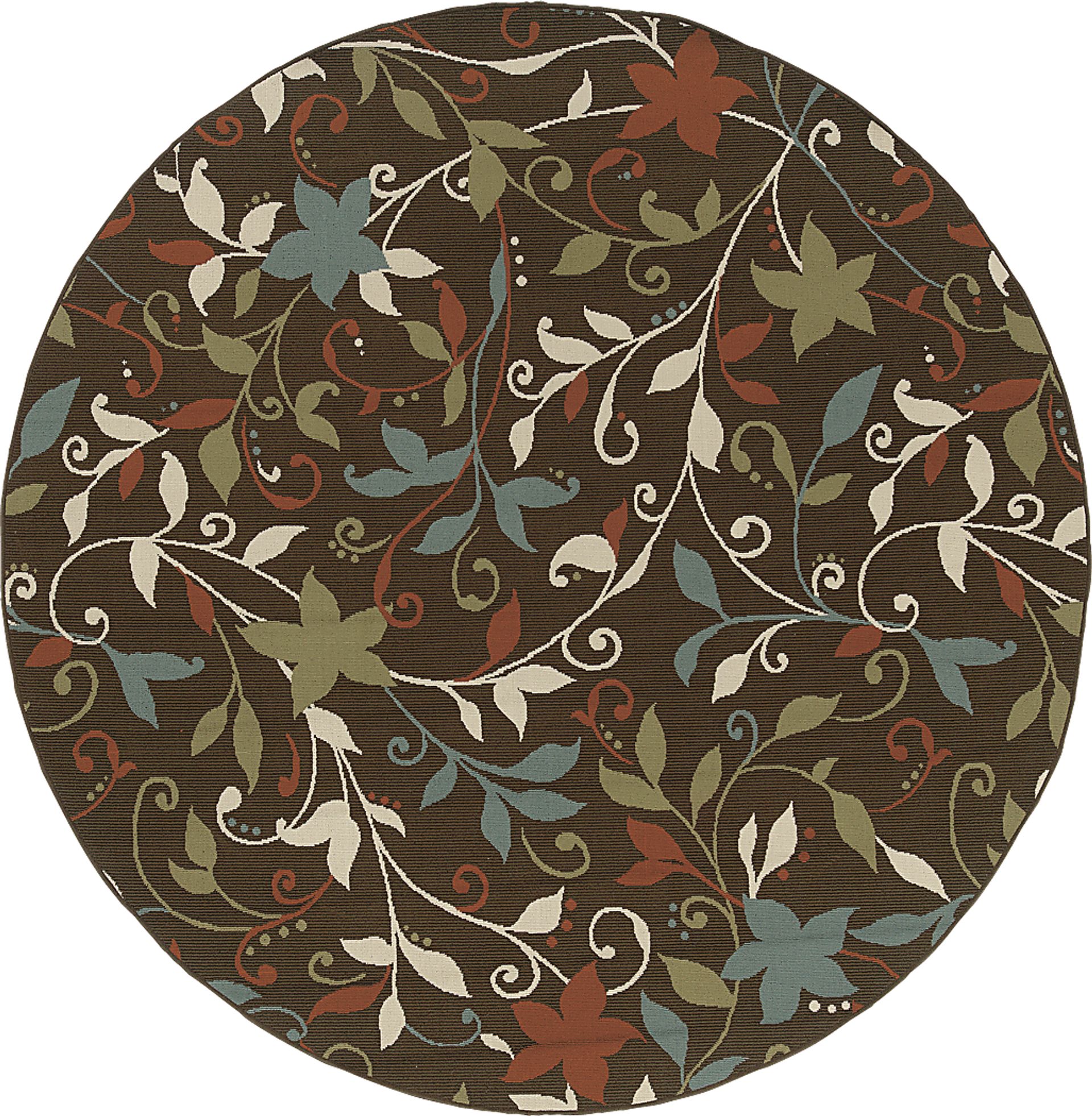 Baymeadows Brown 7'10" Round Indoor/Outdoor Rug - Image 1