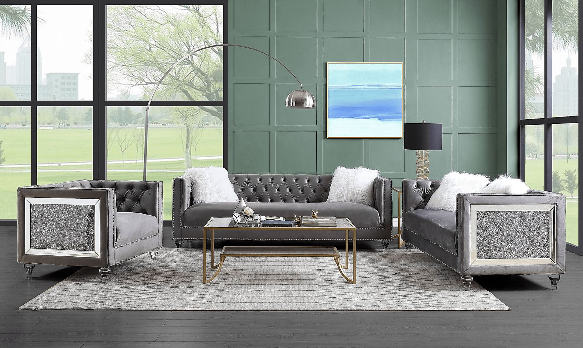Bayporte Gray Sofa with Two Pillows - Image 2