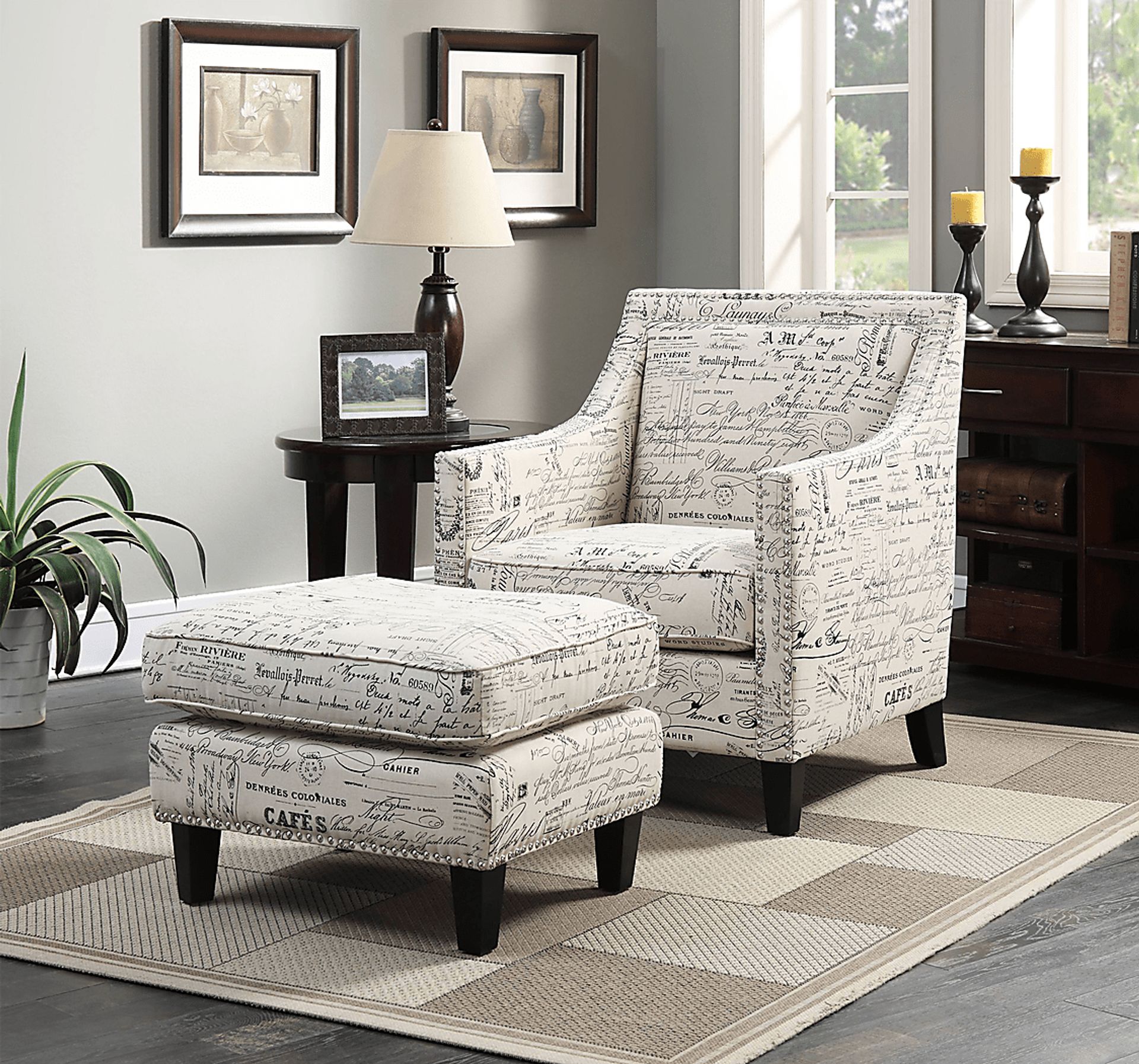 Bazemore Off-White Ottoman - Image 2