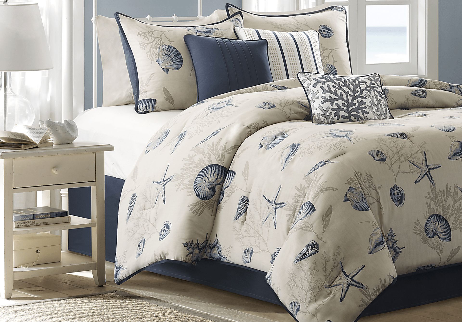 Beach Point Ivory 7 Pc King Comforter Set - Image 1