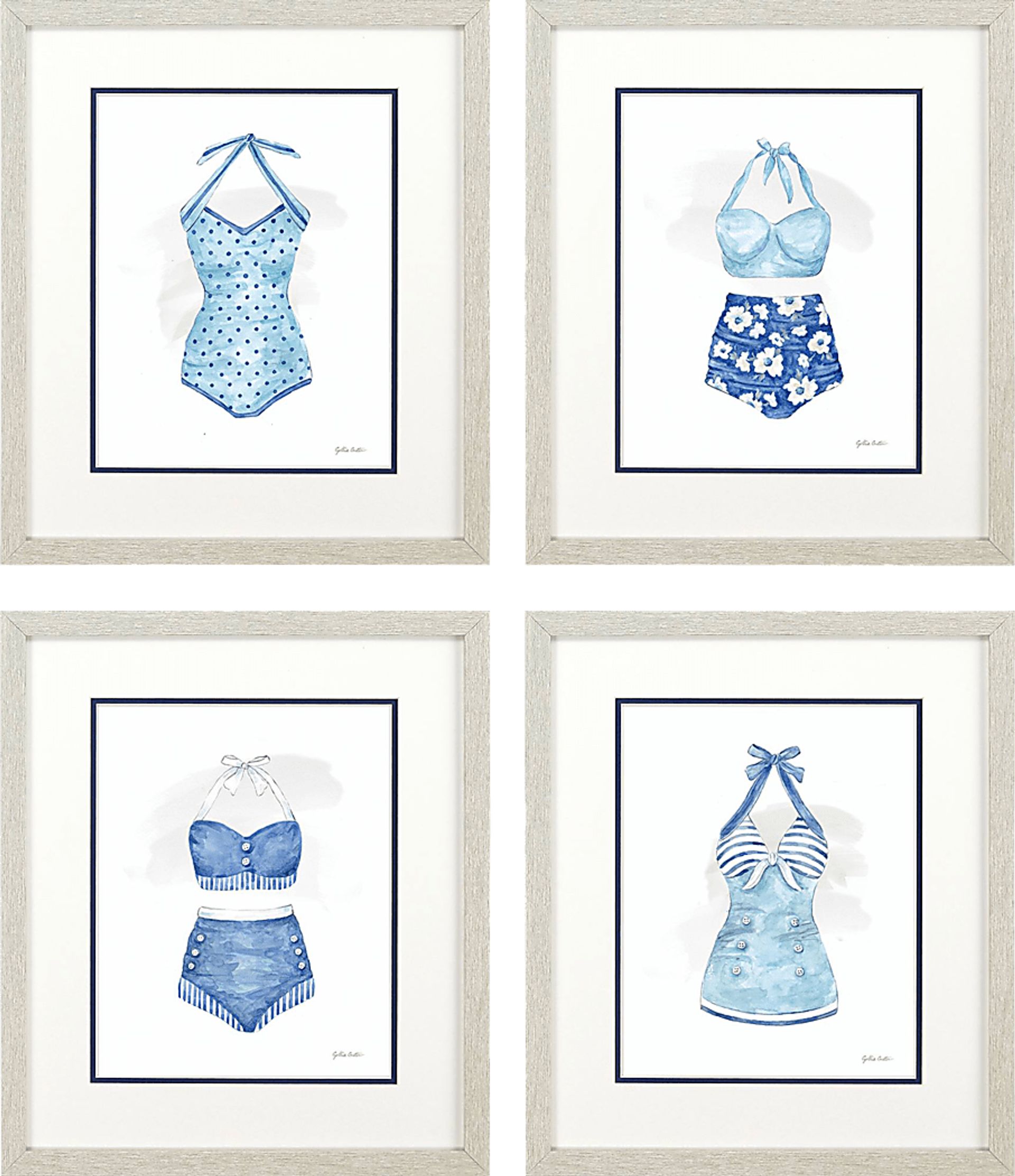 Beach Vibes Blue Artwork, Set of 4 - Image 1