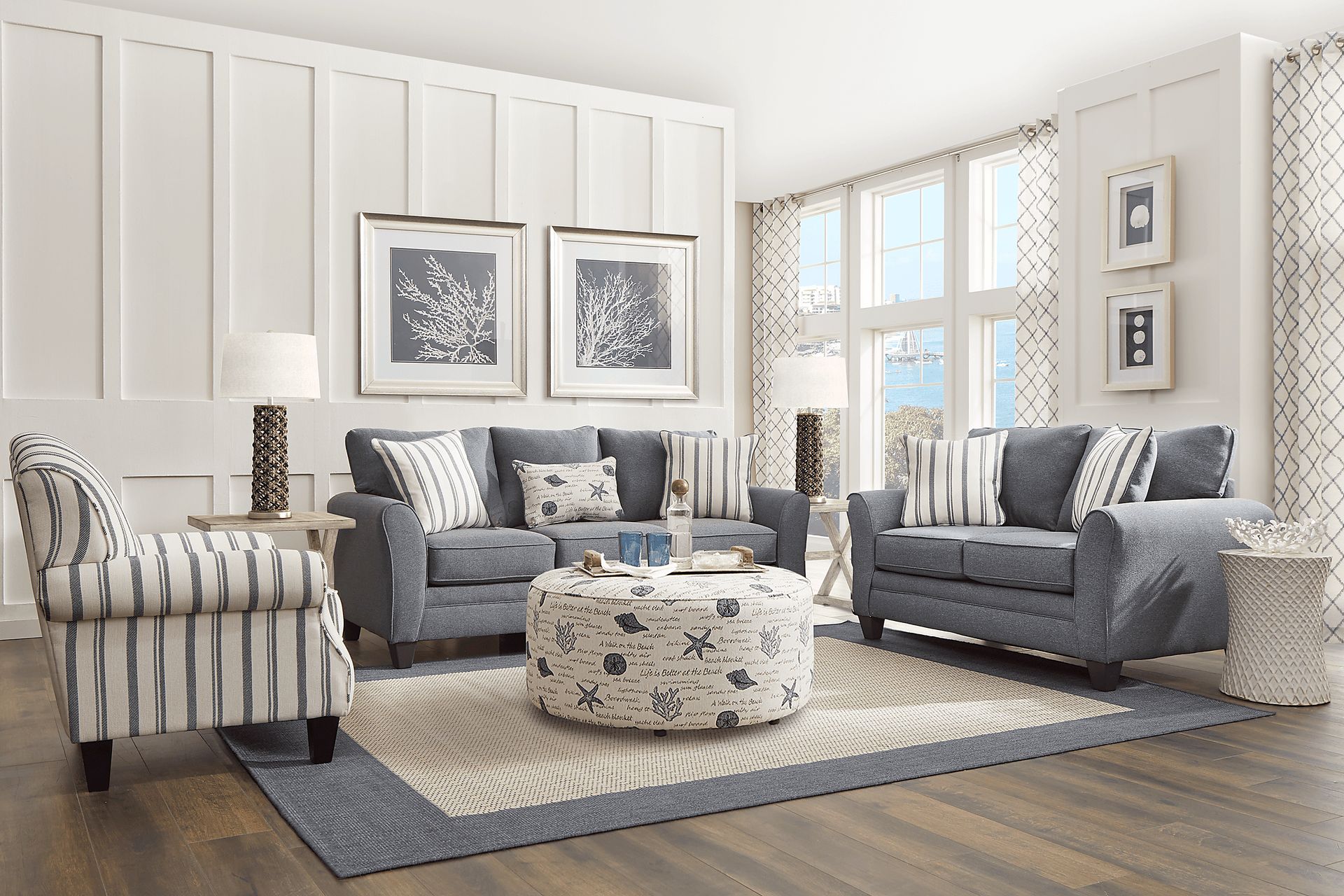 Beachfront Marine 7 Pc Living Room with Sleeper Sofa - Image 1