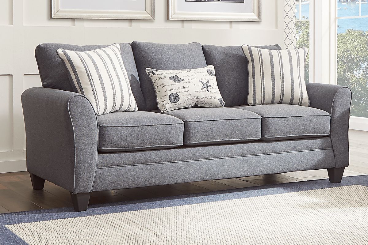 Beachfront Marine Blue Polypropylene Fabric Sofa Rooms to Go