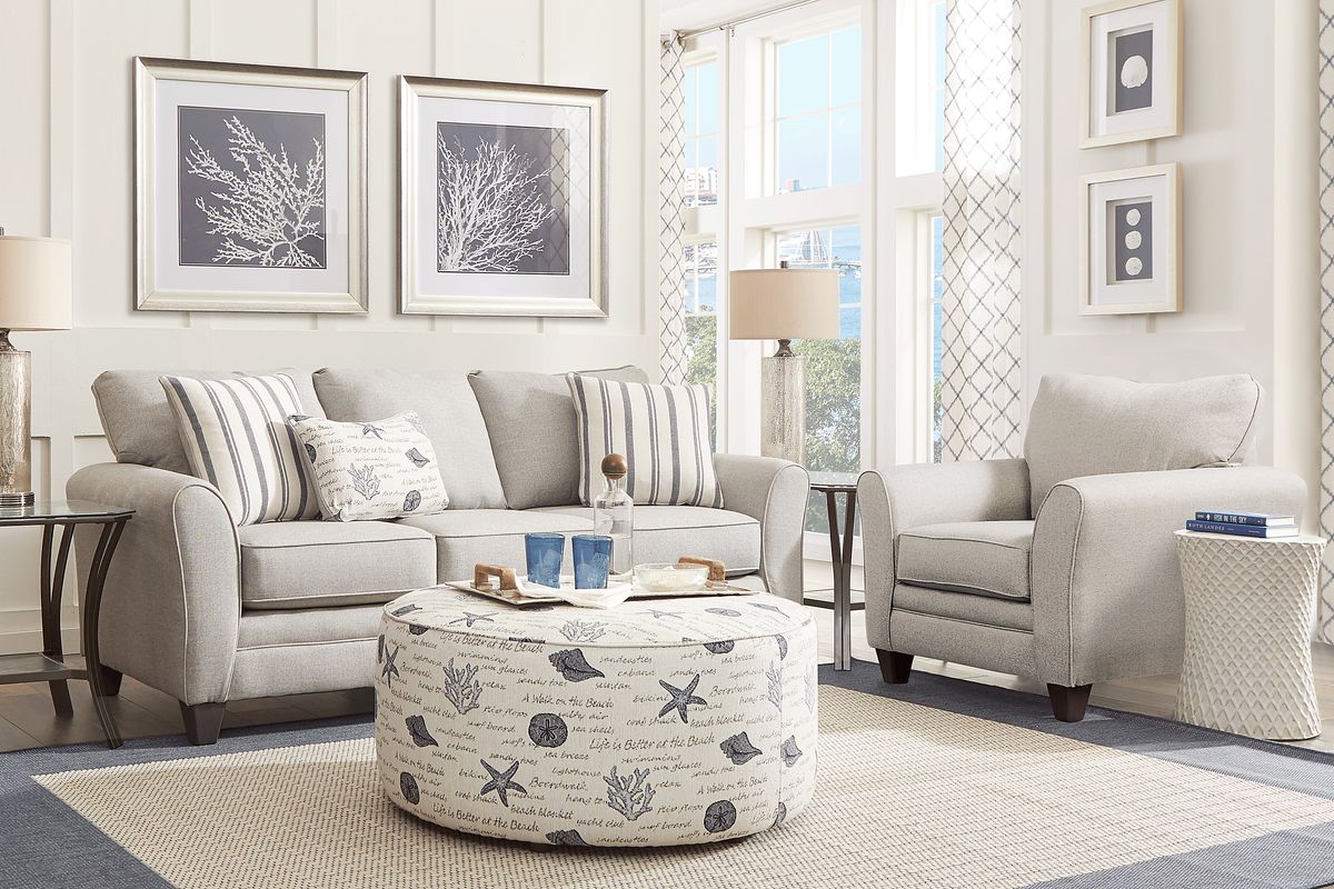 Beachfront 2 Pc Silver Gray Polypropylene Fabric Living Room Set With ...