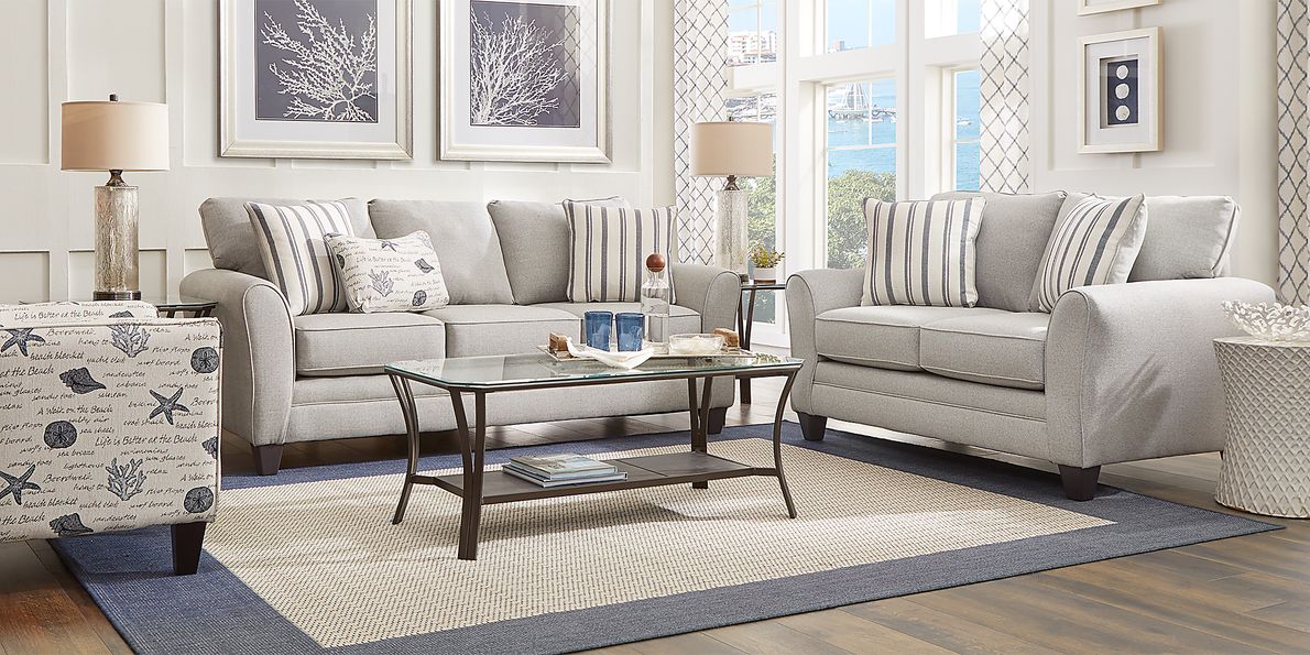 Beachfront 2 Pc Silver Gray Polyproylene Living Room Set With Sofa