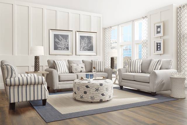 Beachfront Silver 7 Pc Living Room with Sleeper Sofa - Thumbnail - Image 1