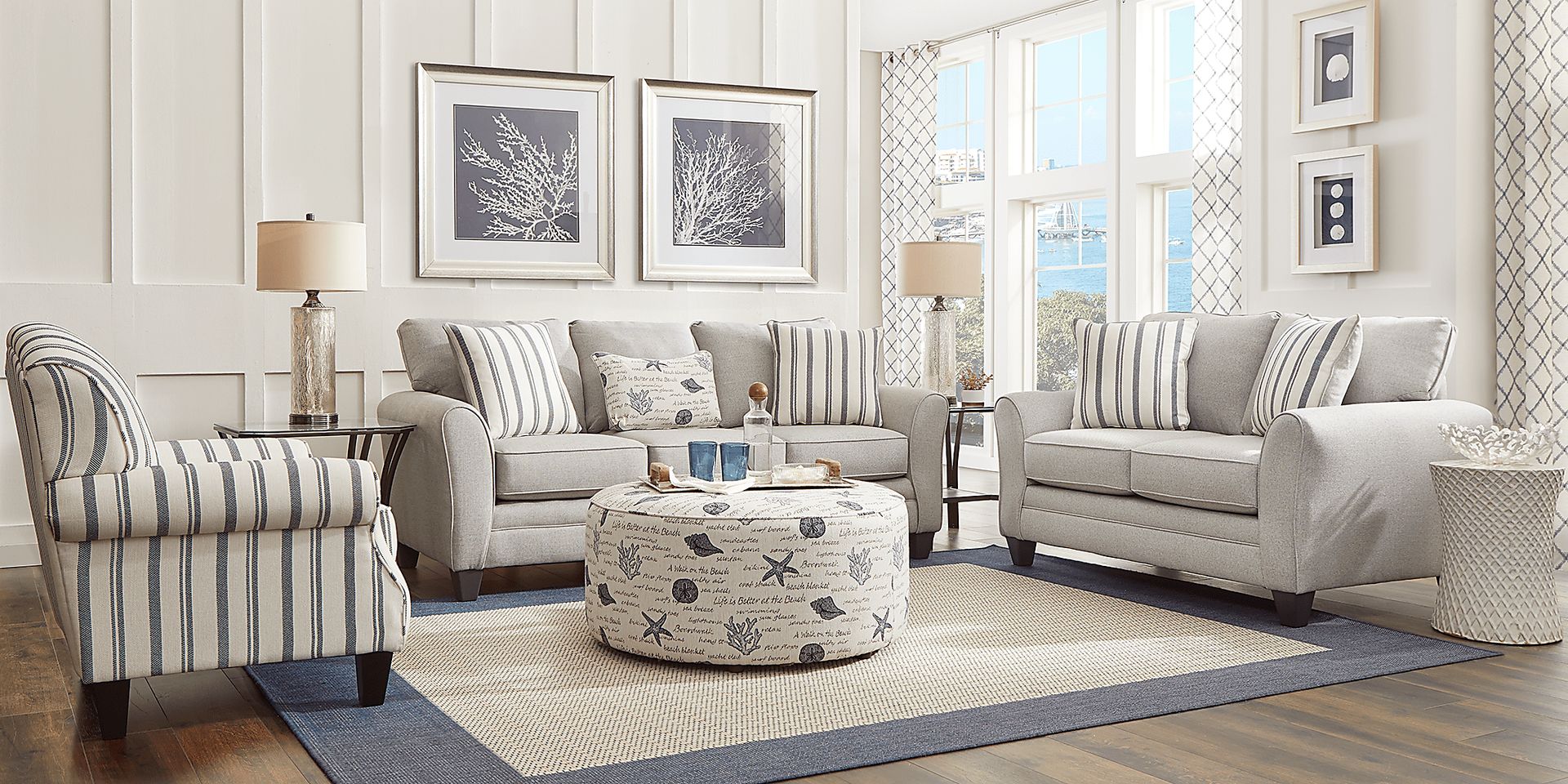 Beachfront Silver 8 Pc Living Room - Image 1