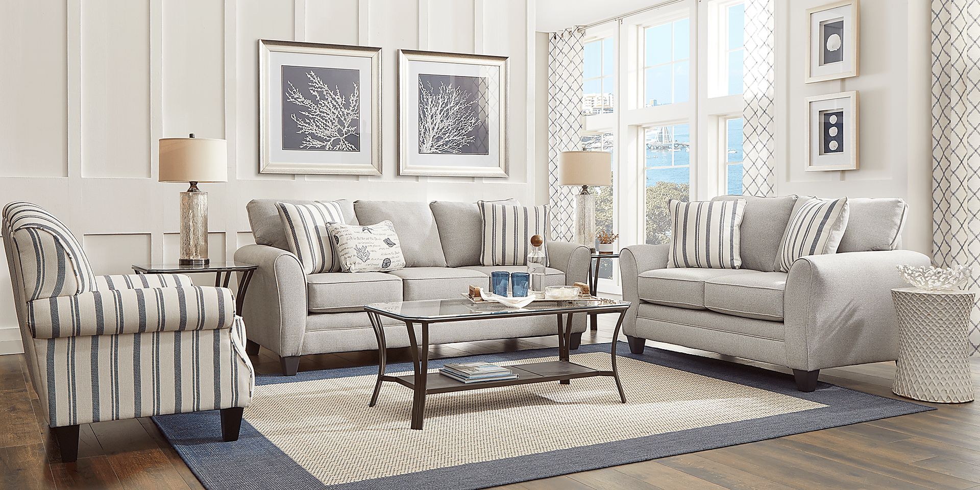 Beachfront Silver 8 Pc Living Room - Image 1
