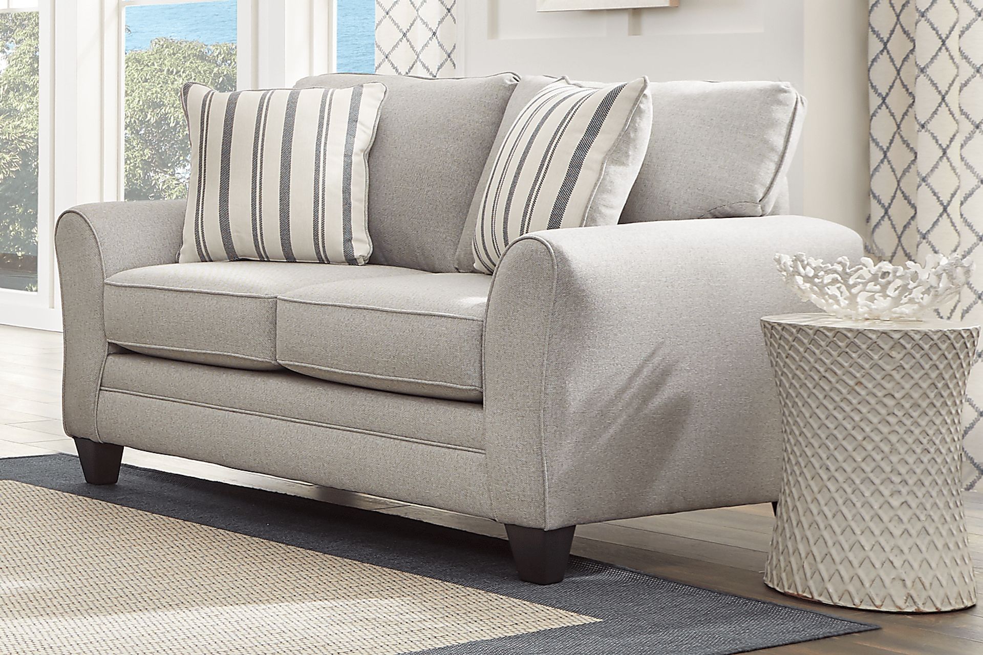 Beachfront 2 Pc Silver Gray Polypropylene Fabric Living Room Set With