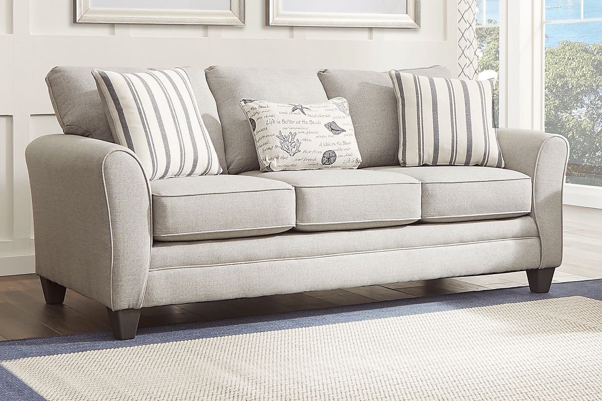 Beachfront Silver Gray Polypropylene Fabric Sofa Rooms to Go