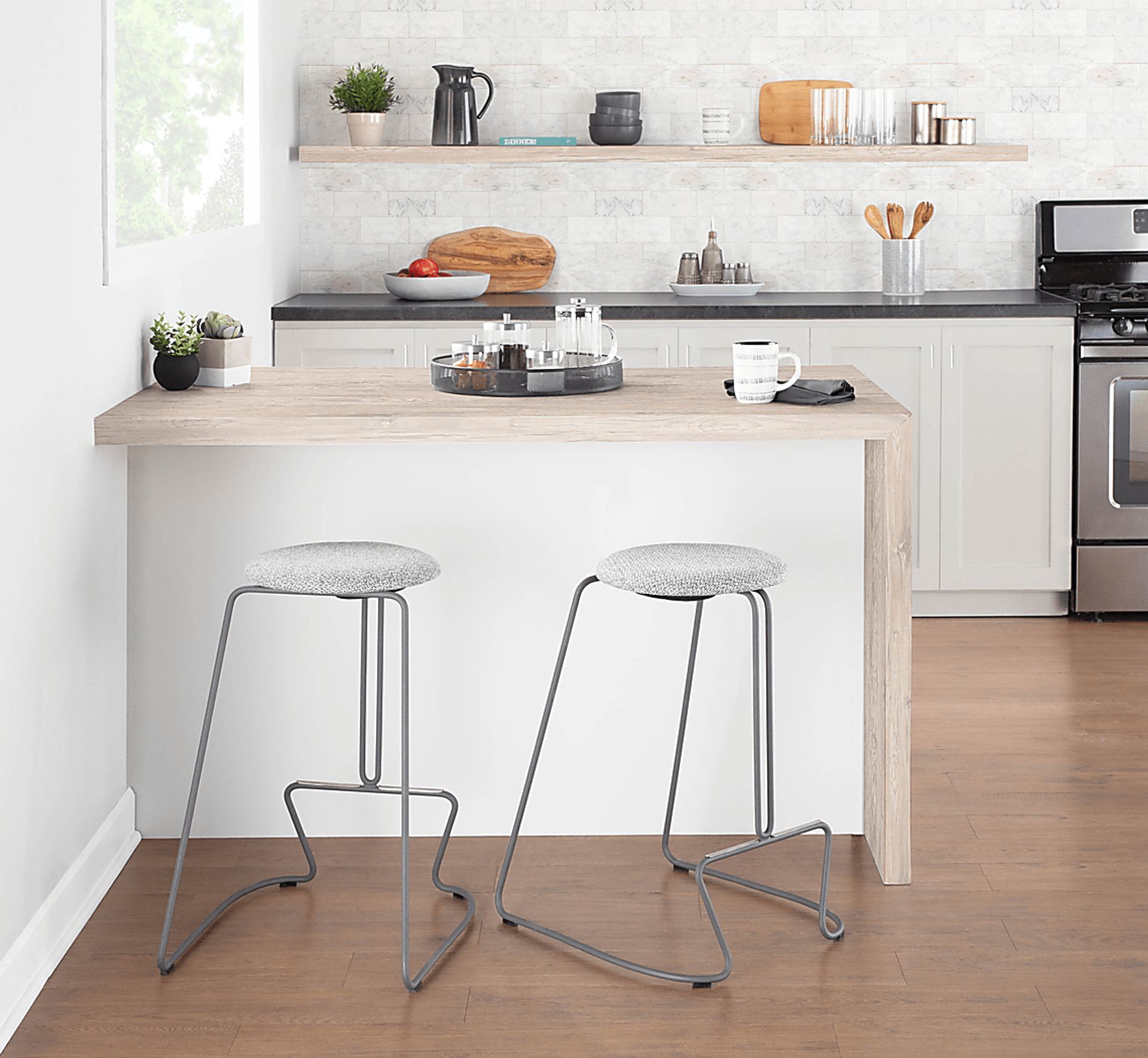 Bearslide III Charcoal Counter Height Stool, Set of 2 - Image 9