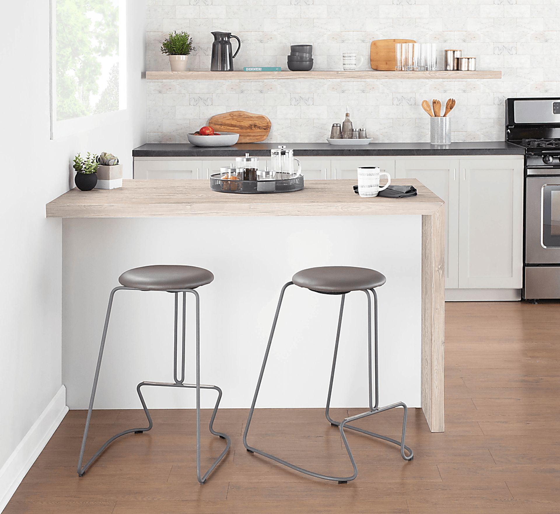Bearslide III Gray Counter Height Stool, Set of 2 - Image 9