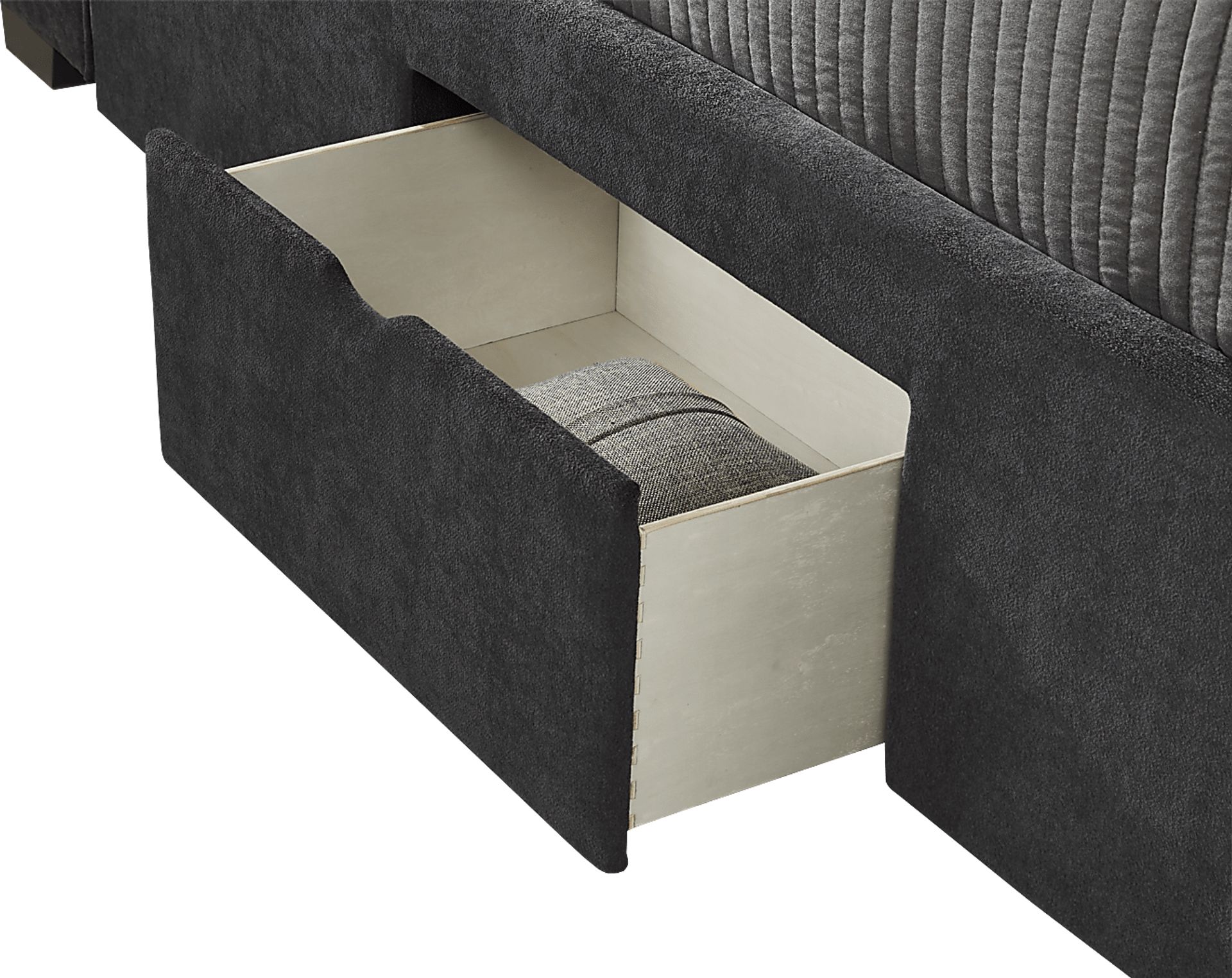 Beaufoy Graphite 3 Pc Queen Upholstered Complete Storage Bed - Image 5