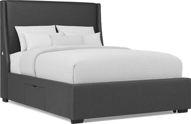 Beaufoy Graphite 3 Pc Queen Upholstered Complete Storage Bed - Thumbnail - Image 1
