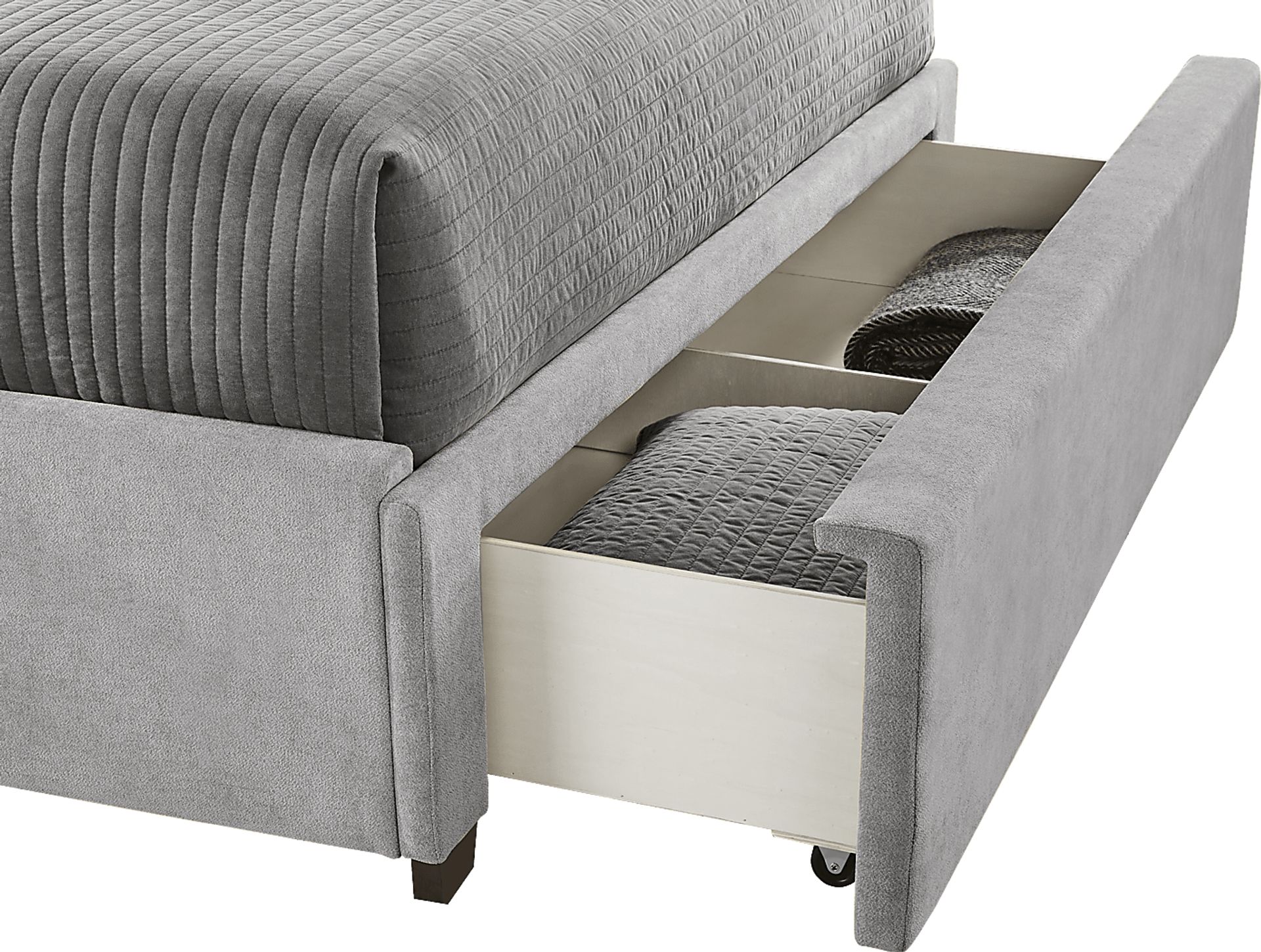 Beaufoy Gray 3 Pc Queen Upholstered Storage Bed - Image 3