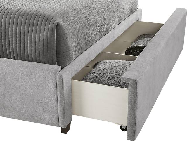 Beaufoy Gray 3 Pc Queen Upholstered Complete Storage Bed - Thumbnail - Image 3