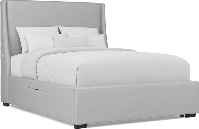 Beaufoy Gray 3 Pc Queen Upholstered Complete Storage Bed - Thumbnail - Image 1
