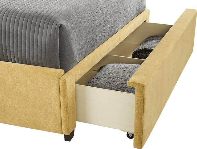Beaufoy Yellow 3 Pc Queen Upholstered Complete Storage Bed - Thumbnail - Image 3