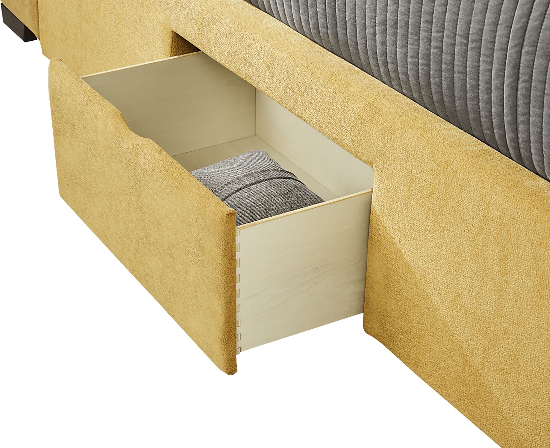 Beaufoy Yellow 3 Pc Queen Upholstered Complete Storage Bed - Image 5