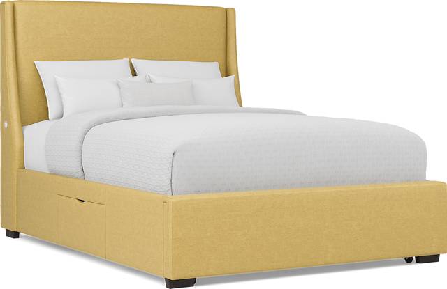 Beaufoy Yellow 3 Pc Queen Upholstered Complete Storage Bed - Thumbnail - Image 1