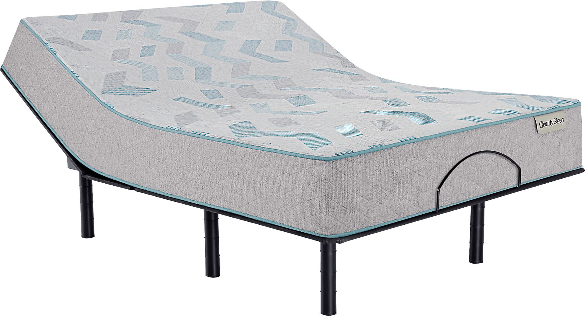 Beauty Sleep Oceana Mist Medium Hybrid Split King Mattress Set with Head Up Only Base - Image 1