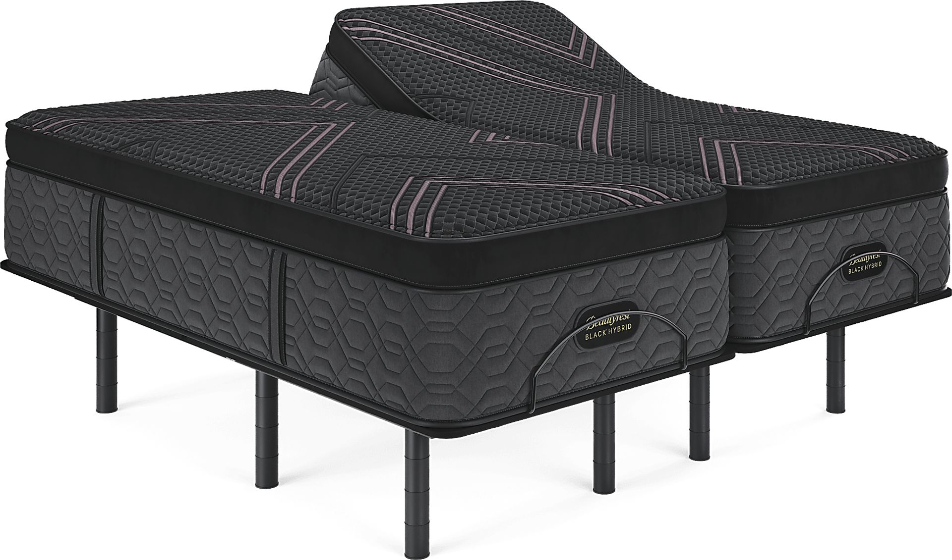 Beautyrest Black Hybrid Series Two Medium Apex Top Split King Mattress Set with Head Up Only Base - Image 1