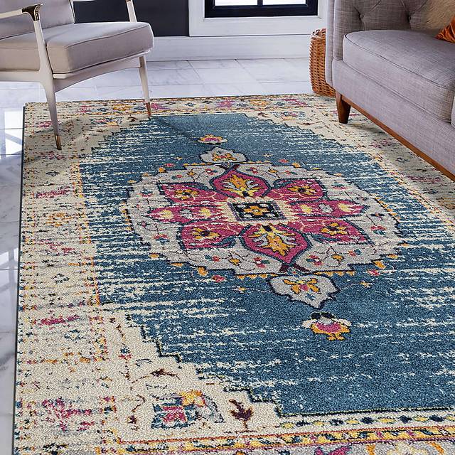 Becabe Turquoise/Pink 7'6 x 9'6 Rug - Thumbnail - Image 2
