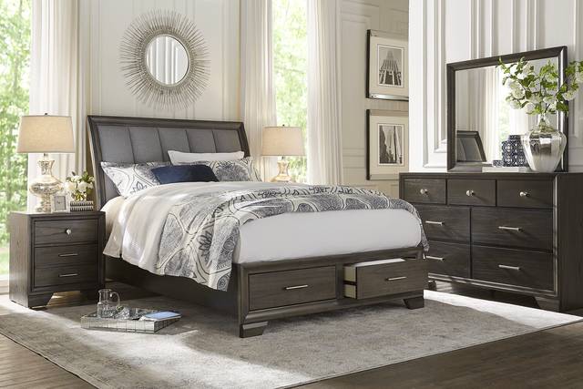 Beckwood Gray 3 Pc King Sleigh Bed with Storage - Thumbnail - Image 2