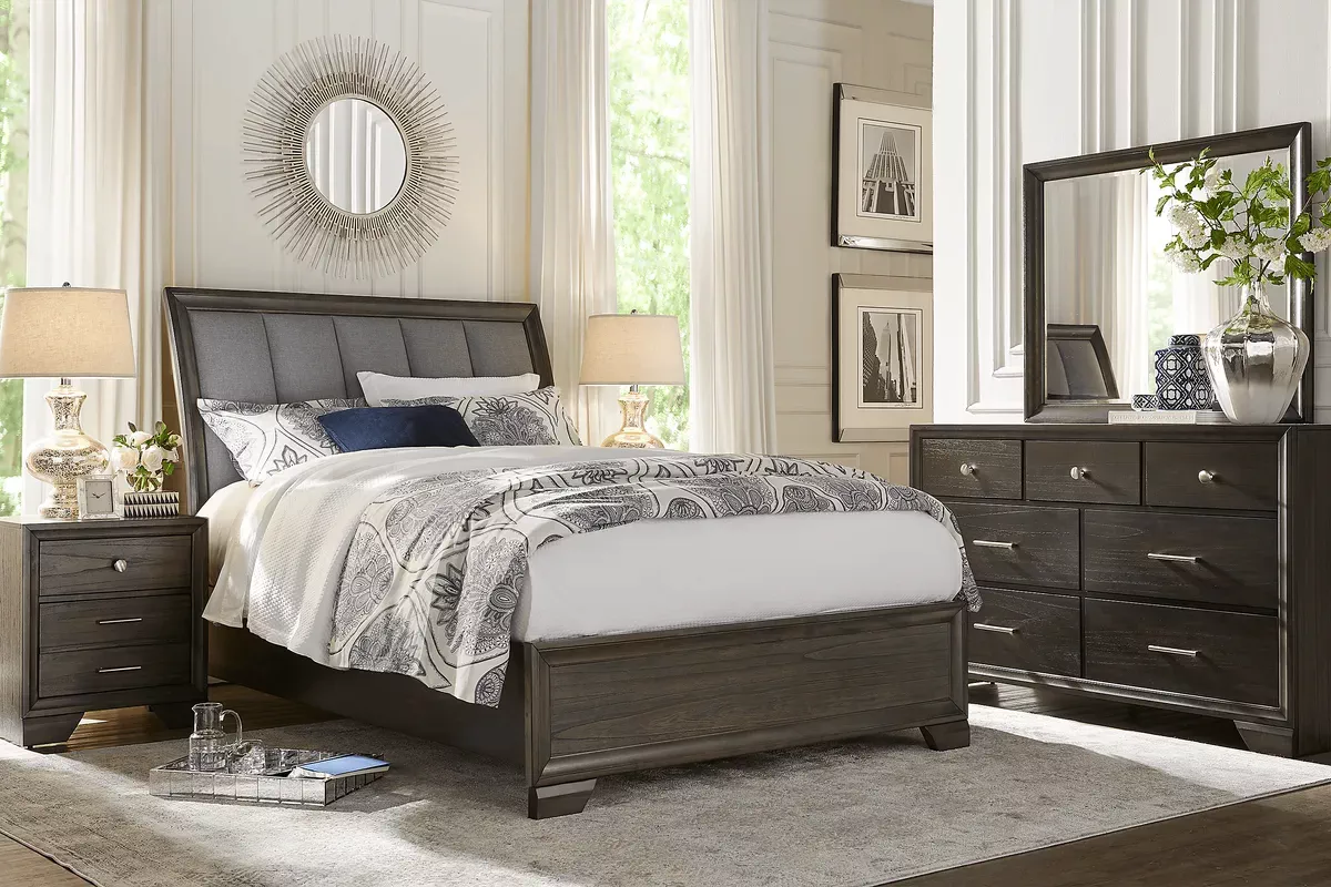 Beckwood 7 Pc Gray Queen Bedroom Set With Mirror, 3 Pc Queen ...