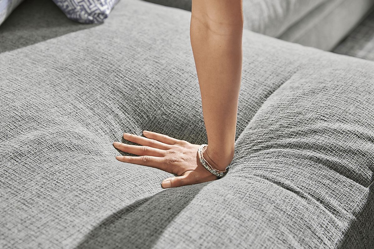 Cindy Crawford Bedford Park Gray Chenille Fabric 2 Pc With Right Chaise ...