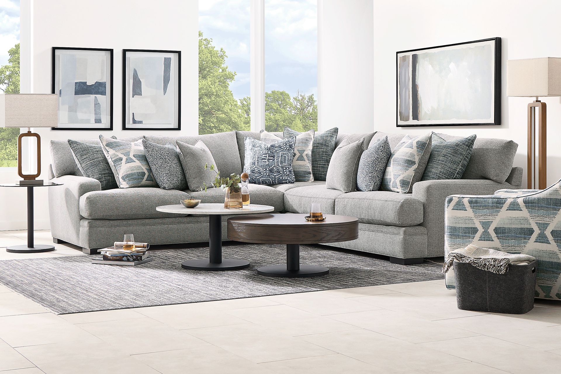 Bedford Park Gray 6 Pc Sectional Living Room - Image 1