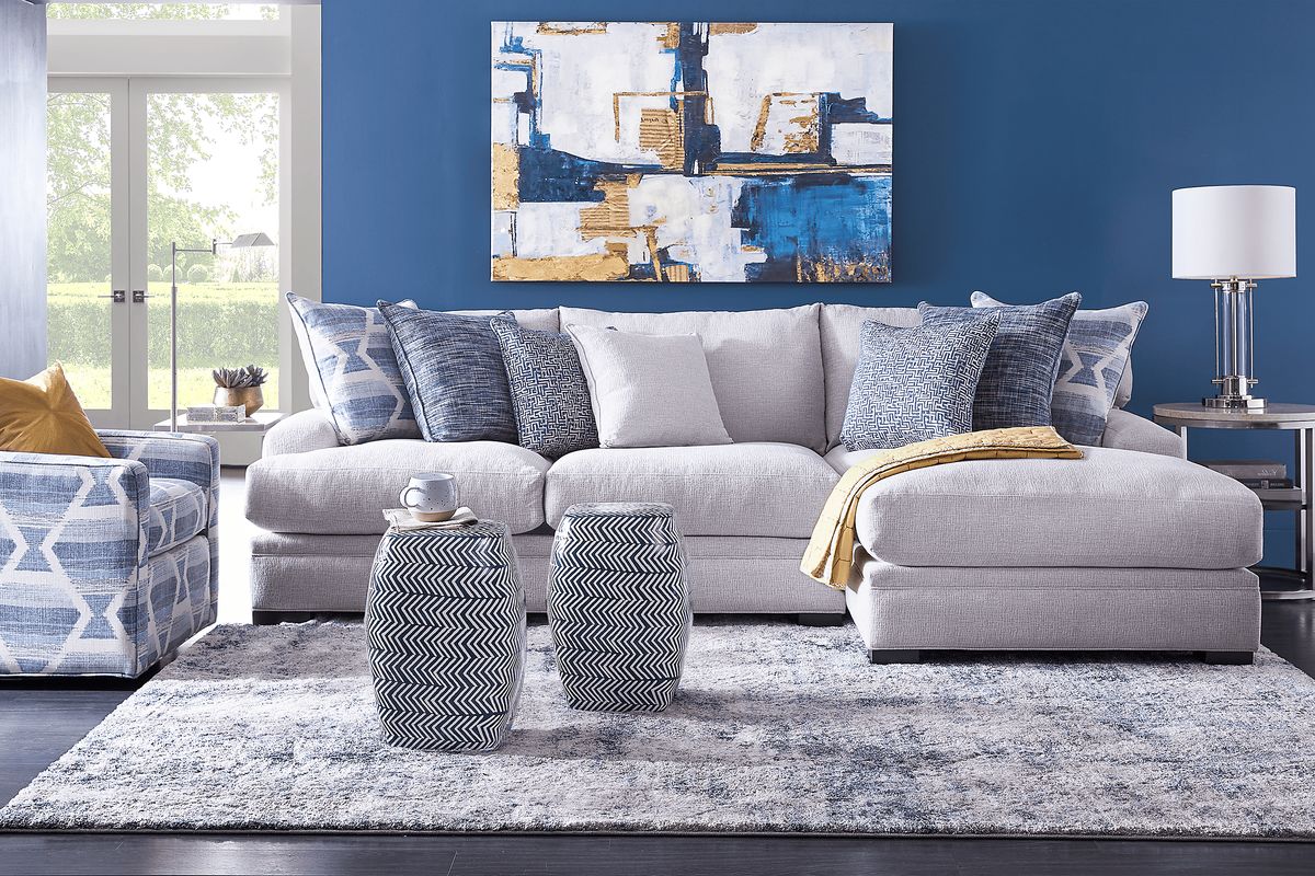 Cindy Crawford Bedford Park 4 Pc Ivory Beige Plush Living Room Set With