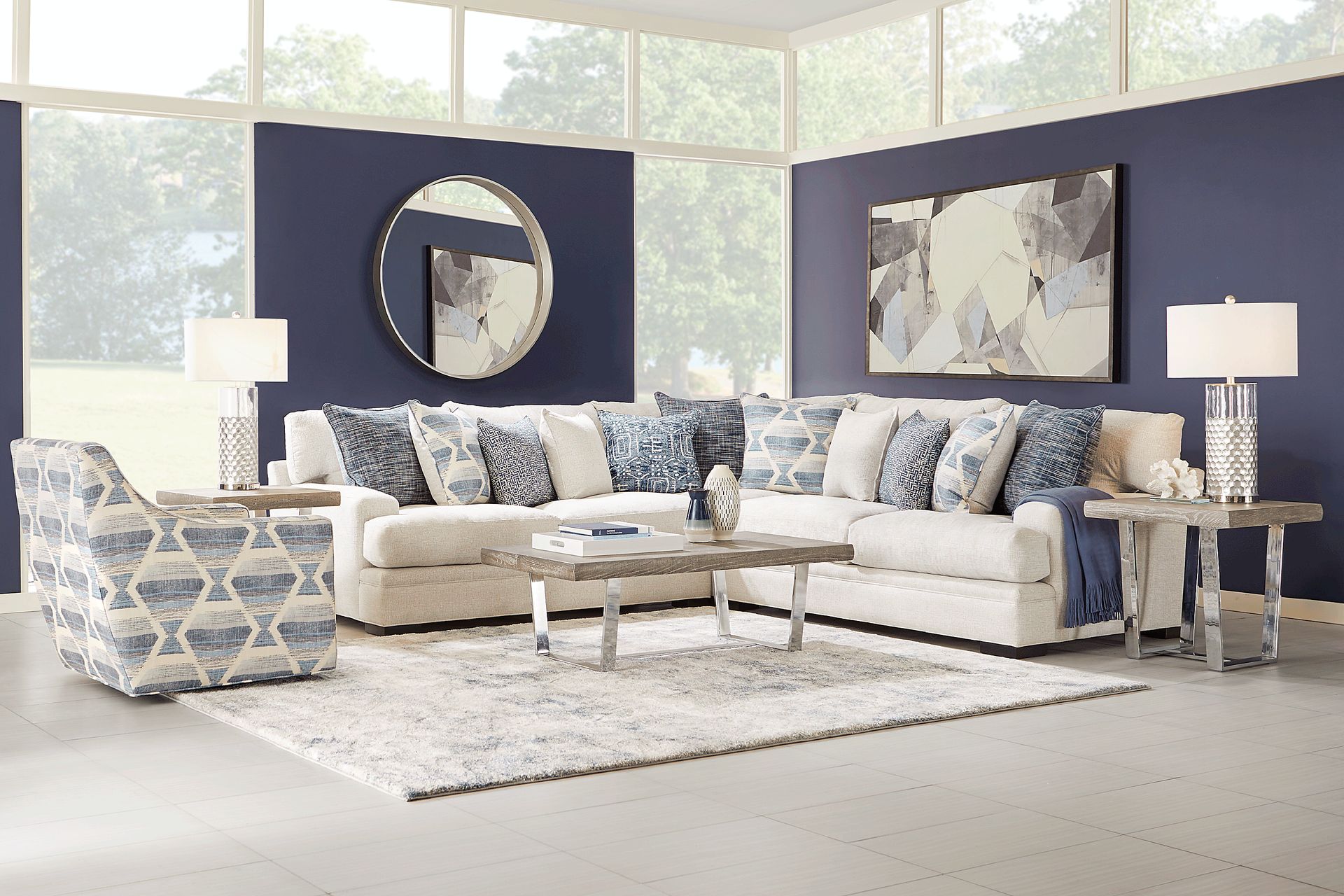 Bedford Park Ivory 6 Pc Sectional Living Room - Image 1