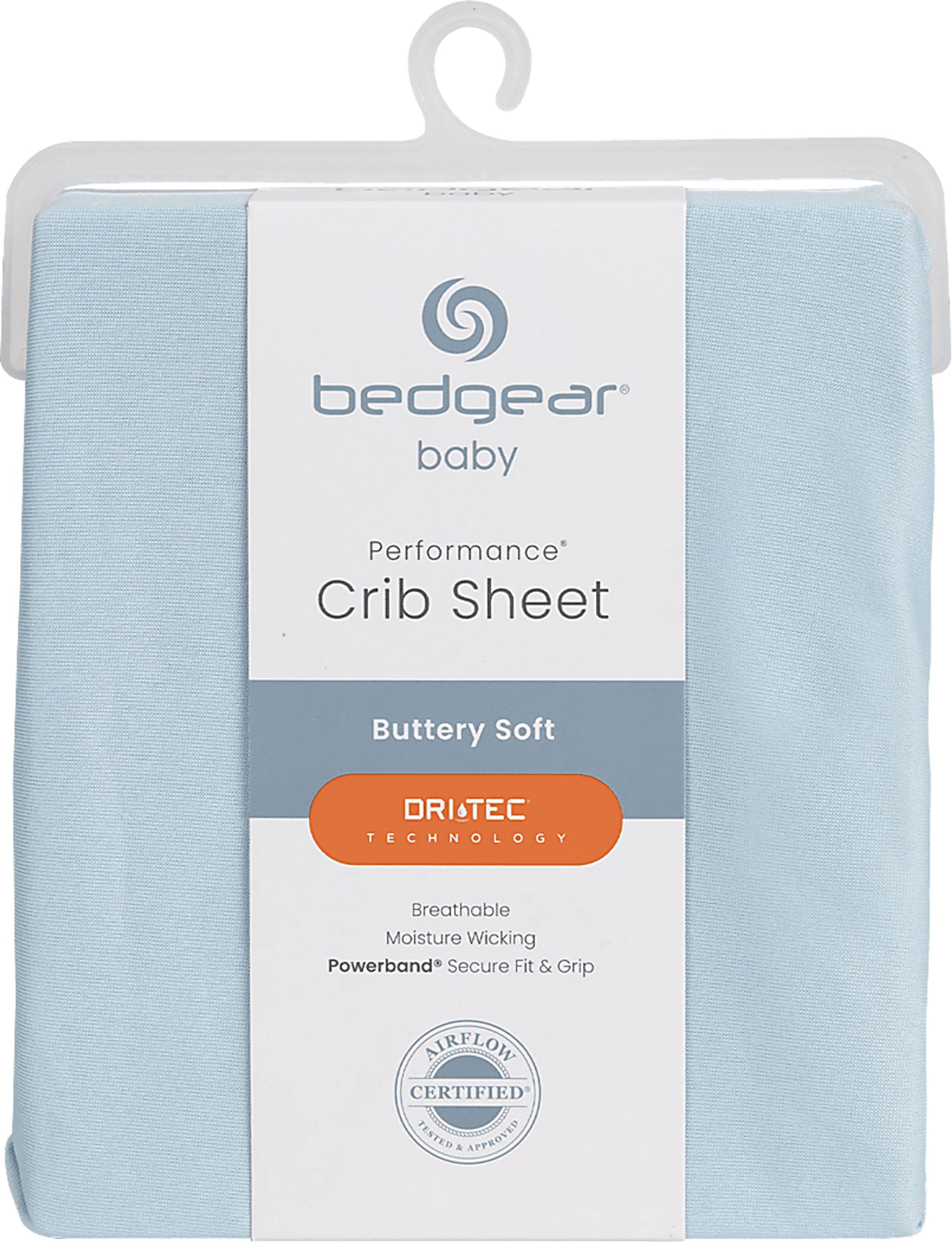 Bedgear Dri-Tec Baby Blue Crib Bed Sheet - Image 1