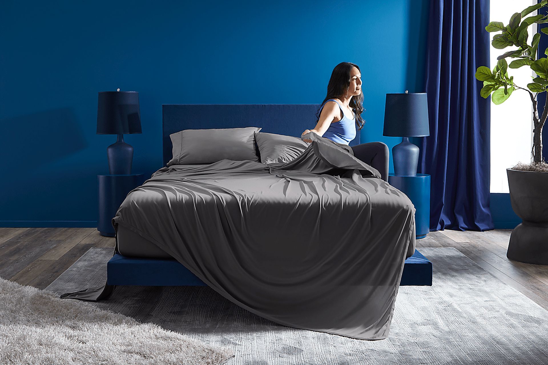 Bedgear Dri-Tec Gray 4 Pc Split Head King Bed Sheet Set - Image 2