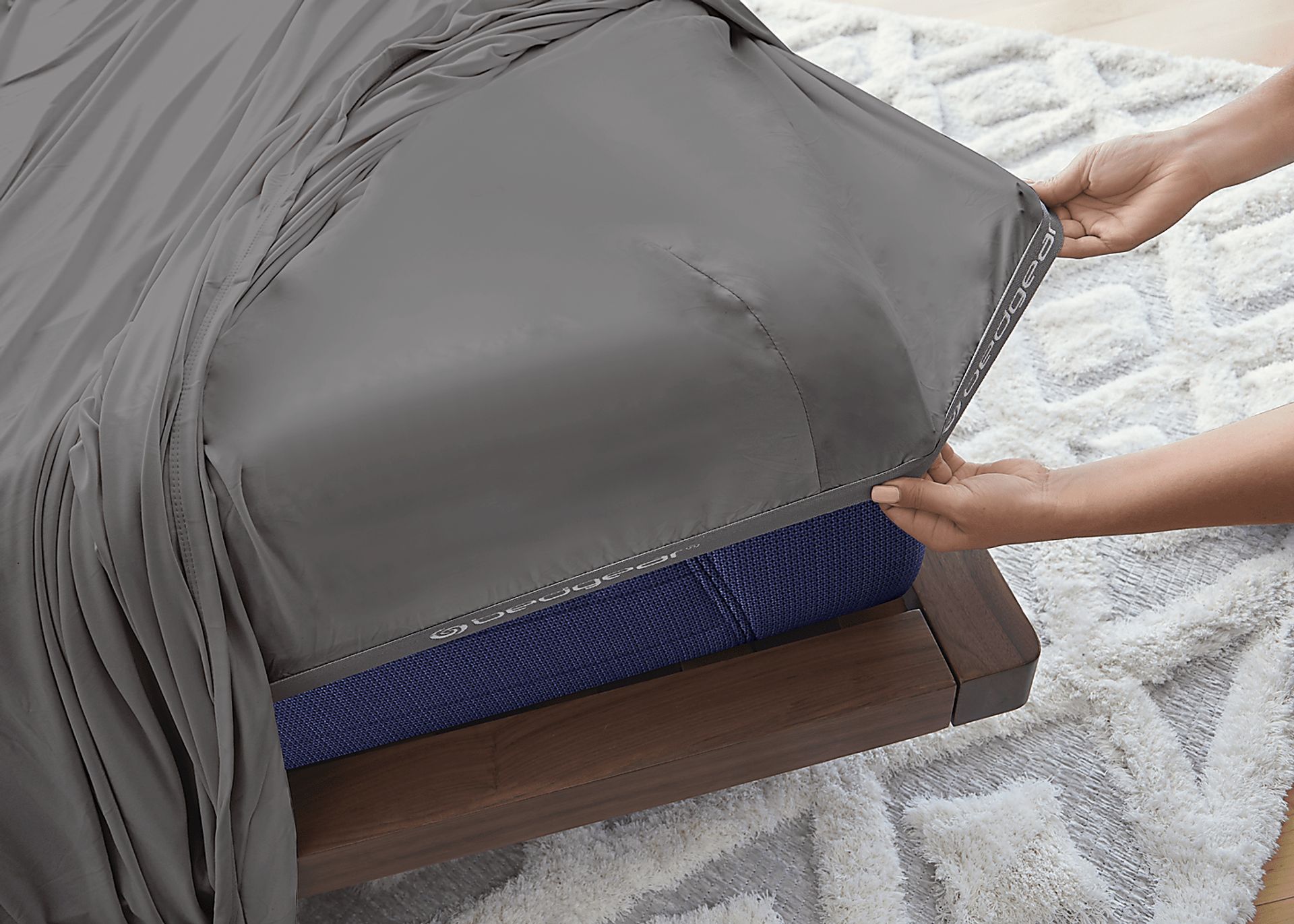 Bedgear Dri-Tec Gray 4 Pc Split Head King Bed Sheet Set - Image 5
