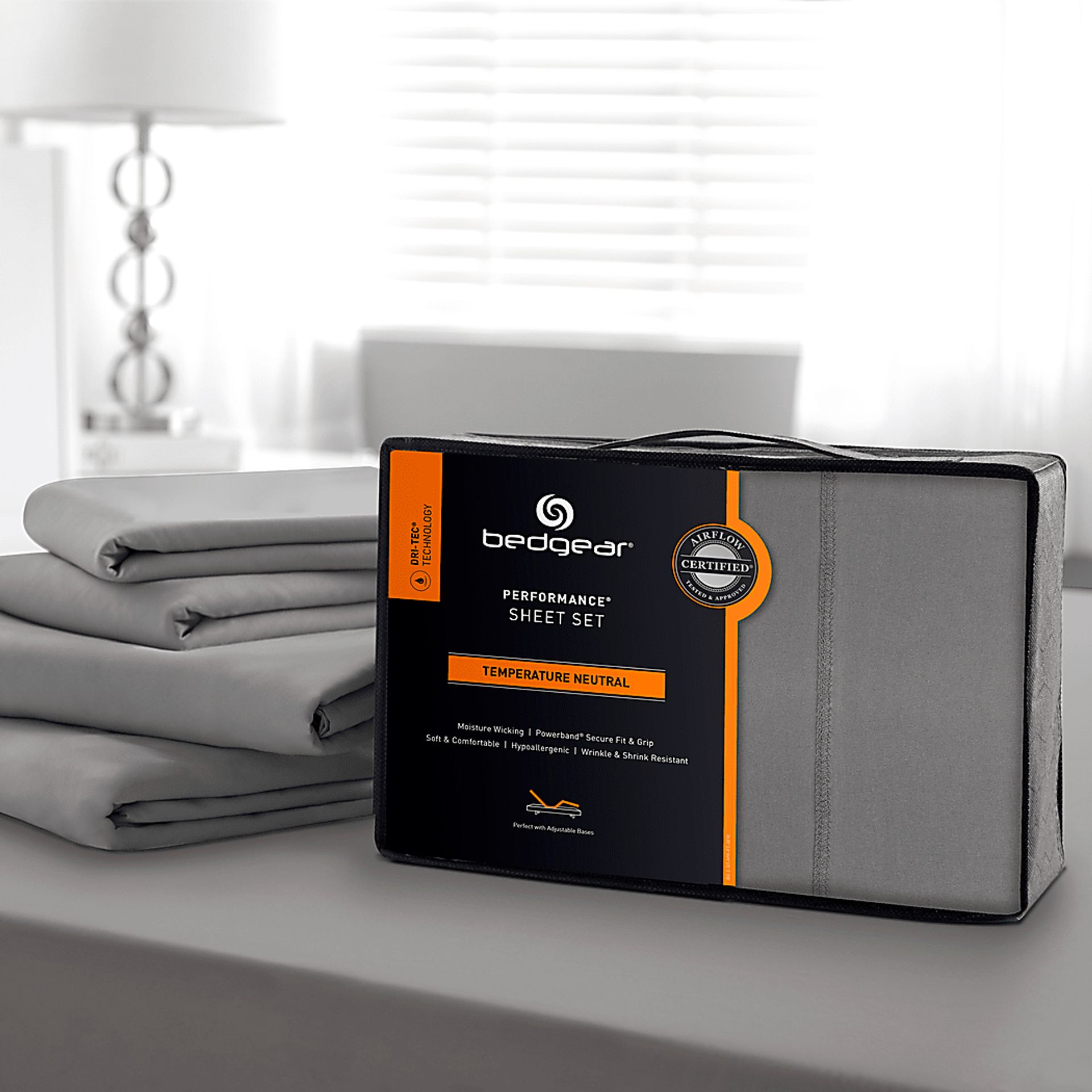 Bedgear Dri-Tec Gray 5 Pc Split King/Split California King Bed Sheet Set - Image 2