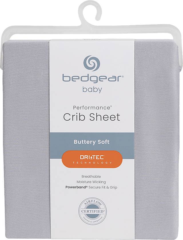 Bedgear Dri-Tec Light Gray Crib Bed Sheet - Thumbnail - Image 1