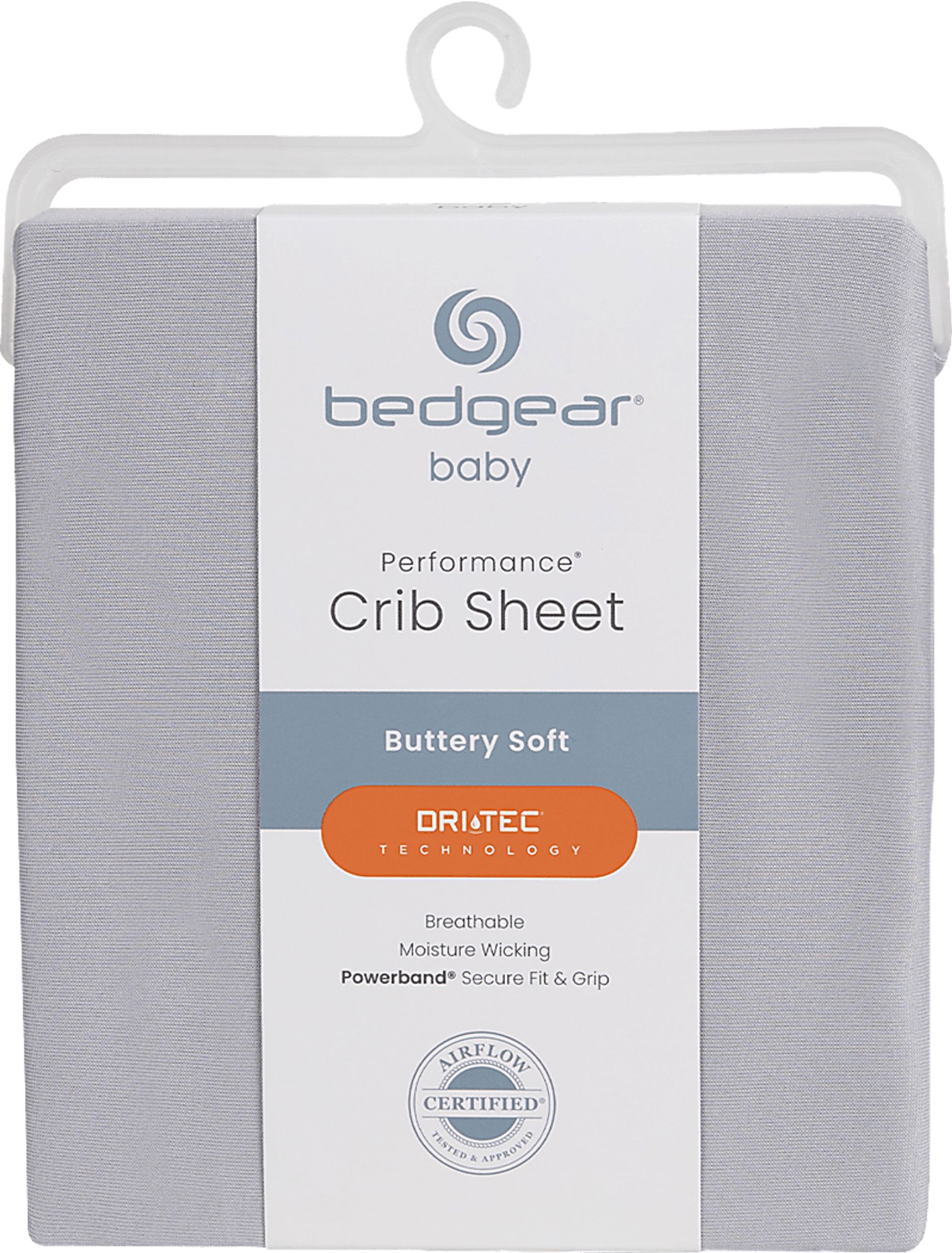 Bedgear Dri-Tec Light Gray Crib Bed Sheet - Image 1