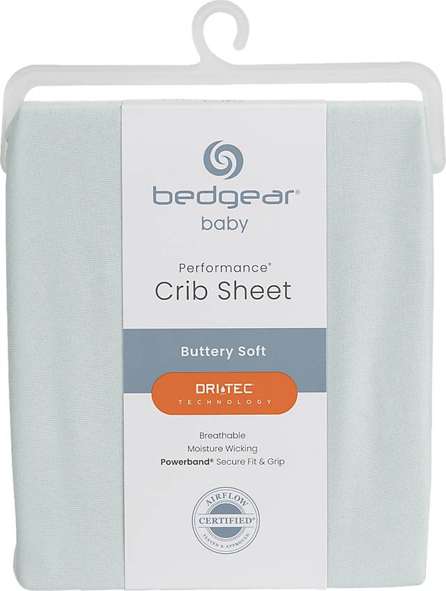 Bedgear Dri-Tec Light Green Crib Bed Sheet - Thumbnail - Image 1