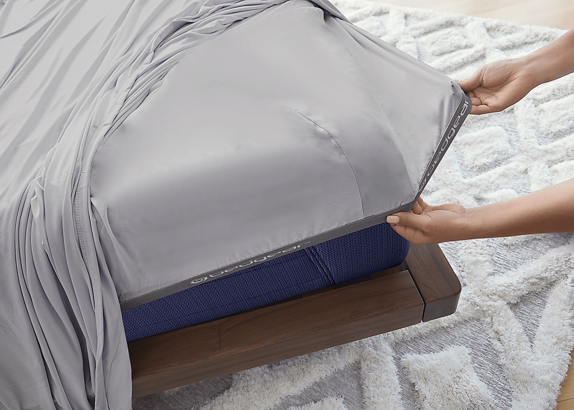 Bedgear Hyper-Cotton Light Gray 5 Pc Split King Bed Sheet Set - Image 6