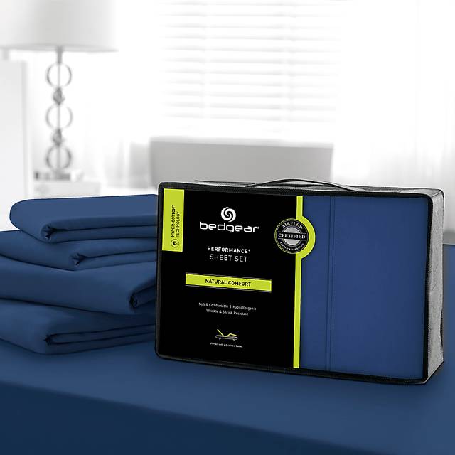 Bedgear Hyper-Cotton Performance Navy 4 Pc Full Bed Sheet Set - Thumbnail - Image 1