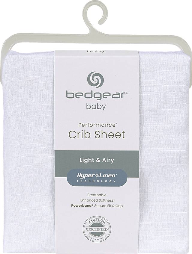 Bedgear Hyper-Linen Bright White Crib Bed Sheet - Thumbnail - Image 1