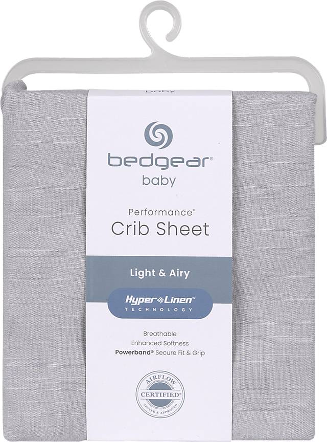 Bedgear Hyper-Linen Light Gray Crib Bed Sheet - Thumbnail - Image 1