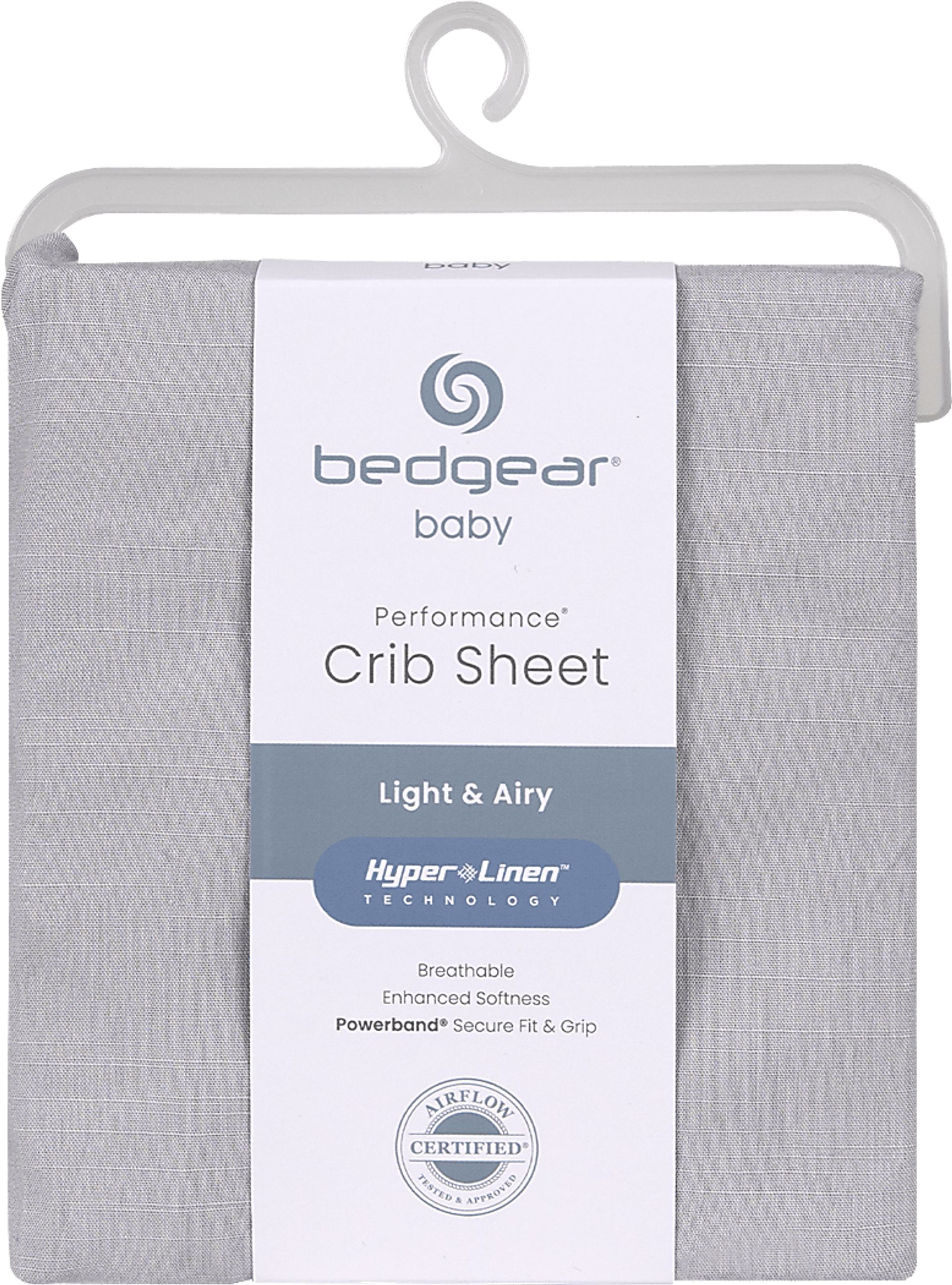 Bedgear Hyper-Linen Light Gray Crib Bed Sheet - Image 1