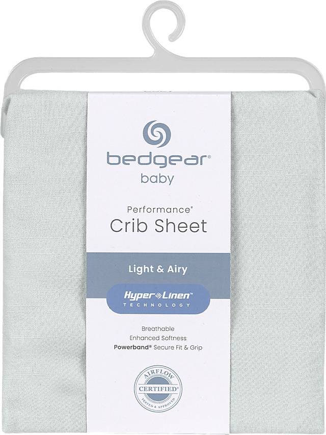 Bedgear Hyper-Linen Light Green Crib Bed Sheet - Thumbnail - Image 1