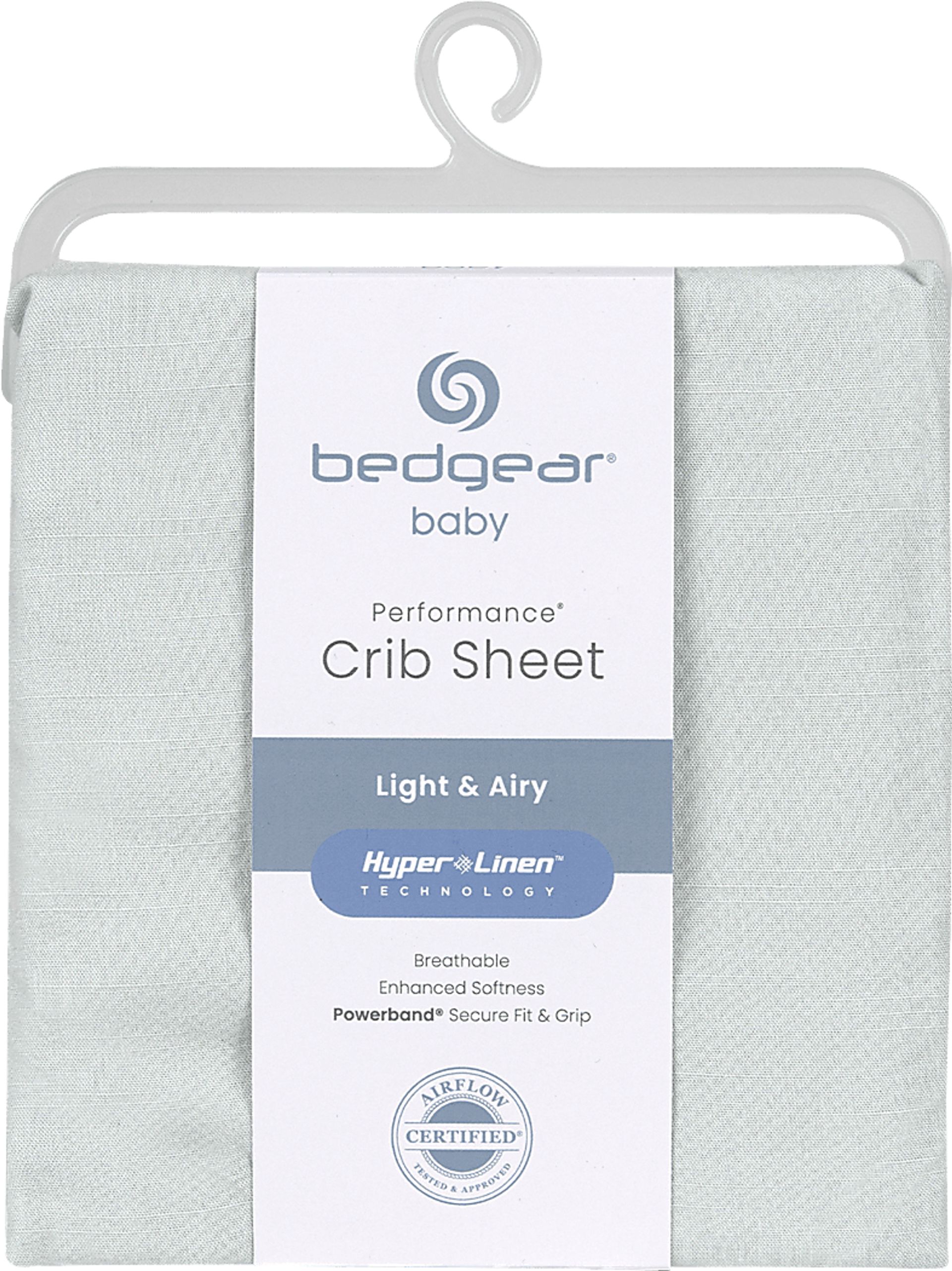 Bedgear Hyper-Linen Light Green Crib Bed Sheet - Image 1